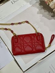Dior Compact Zipped Wallet Red Supple Cannange Calfskin  - 2