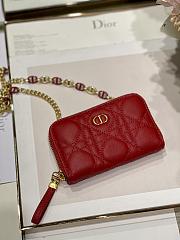 Dior Compact Zipped Wallet Red Supple Cannange Calfskin  - 4