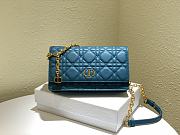 Dior Caro Belt Pouch With Chain Blue Supple Cannage CalfskinSize S5091 - 1