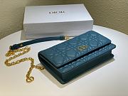 Dior Caro Belt Pouch With Chain Blue Supple Cannage CalfskinSize S5091 - 6