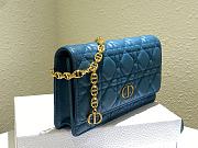 Dior Caro Belt Pouch With Chain Blue Supple Cannage CalfskinSize S5091 - 3