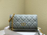 Dior Caro Belt Pouch With Chain Grey Supple Cannage CalfskinSize S5091  - 4