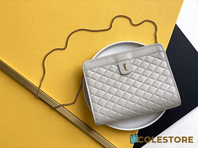 YSL VICTOIRE Baby Clutch In White Leather 657361 Size 28.5×19.5×5.5cm - 1