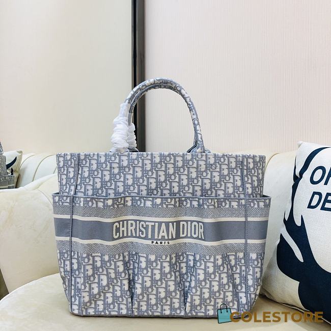 Dior Beach Tote Bag Light Blue Oblique 9028 Size 42x30x17cm - 1