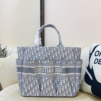 Dior Beach Tote Bag Light Blue Oblique 9028 Size 42x30x17cm