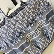 Dior Beach Tote Bag Light Blue Oblique 9028 Size 42x30x17cm - 5