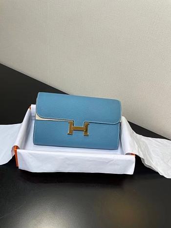 Hermes Constance Long To Go Wallet In Blue