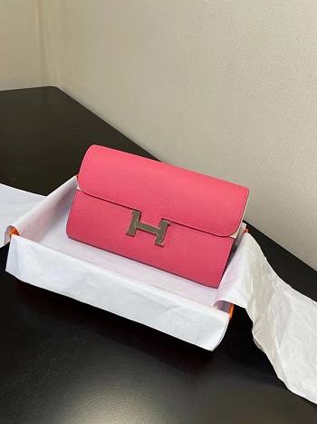Hermes Constance Long To Go Wallet In Pink Size 20x13x2cm