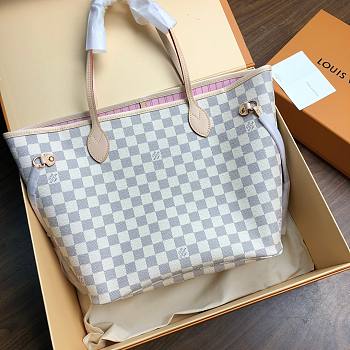 Louis Vuitton Neverfull Damier Azur Tote Bag In Rose Ballerine N41050 32cm