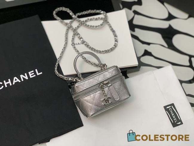 Chanel Small Vanity With Chain Silver  - 1