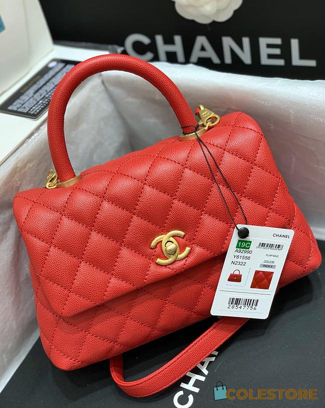 Chanel Coco Handle Bag In Red 24cm - 1