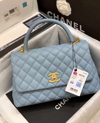 Chanel Coco Handle Bag In Blue Size 29x18x12cm