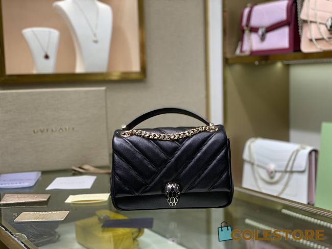 Bulgari Serpenti Cabochon Shoulder Bag In Black 290649  - 1