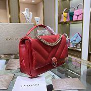 Bulgari Serpenti Cabochon Shoulder Bag In Red 290649 Size 22.5x15x10cm  - 2