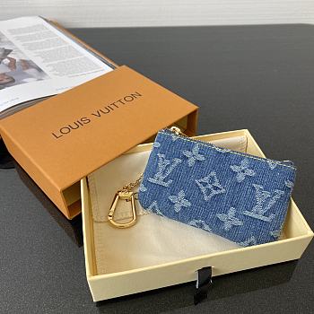 Louis Vuitton Blue Denim Coin Case M62650 Size 12x7 cm