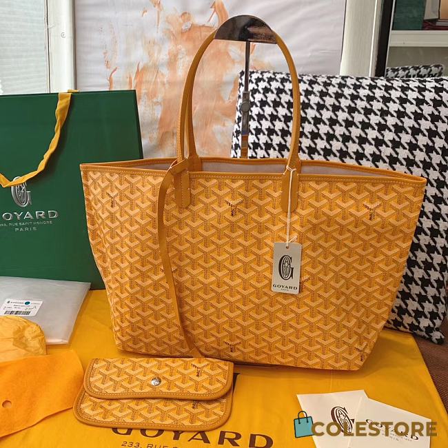 Goyard Yellow Chevron St Louis PM Tote Bag with Pouch ABA02 - 1
