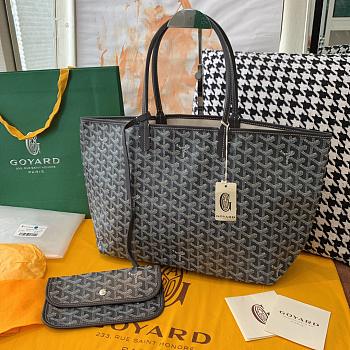 Goyard Black Chevron St Louis PM Tote Bag with Pouch ABA02