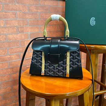 Goyard Saigon Structure Mini Bag In Black Canvas Leather Size 20x15x7.5cm