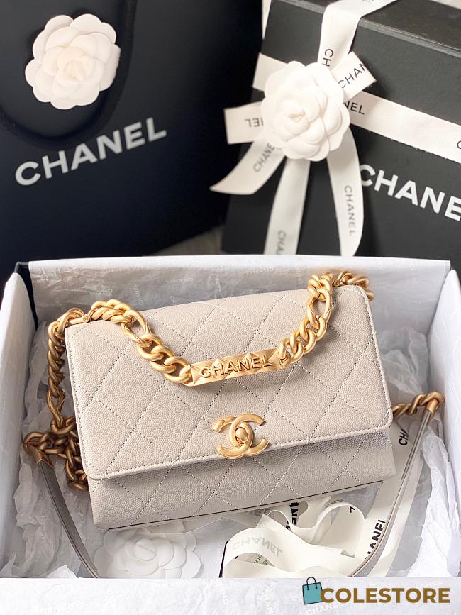 Chanel Mini Flap Bag Gold-Tone Metal White AS2711 19.5x14x9cm - 1
