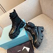 Prada Strapped Pouch Combat Boots In Black - 5