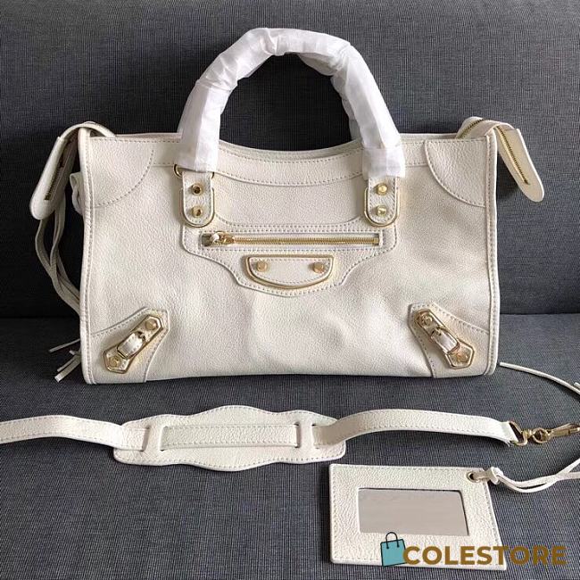 Colestore Balenciaga Motorcycle Bag In White Size 38x12x24cm - 1