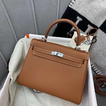 Hermes Kelly In Brown Silver Buckle