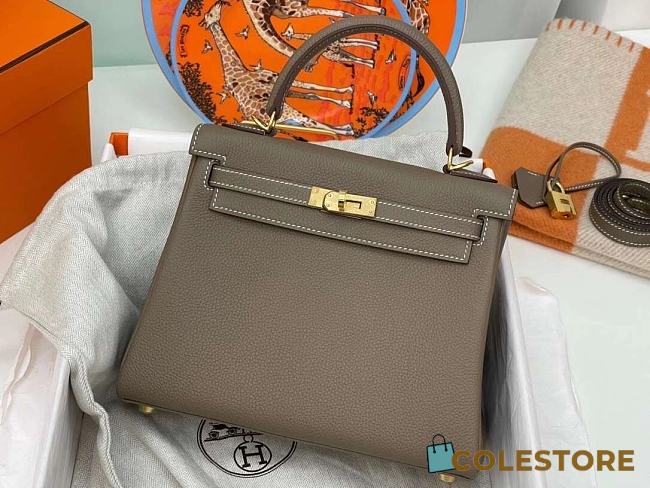 Hermes Kelly Bag In Grey Gold Hardware - 1