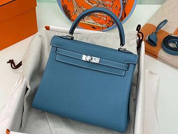 Hermes Kelly Bag In Blue Silver Hardware