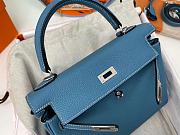 Hermes Kelly Bag In Blue Silver Hardware - 5