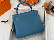 Hermes Kelly Bag In Blue Silver Hardware - 4