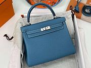 Hermes Kelly Bag In Blue Silver Hardware - 3