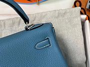 Hermes Kelly Bag In Blue Silver Hardware - 2