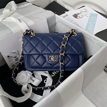 Chanel Small Fap Bag In Navy Blue AS2798 