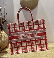 Dior Book Tote Cannage Embroidery Red&White M1286  - 5