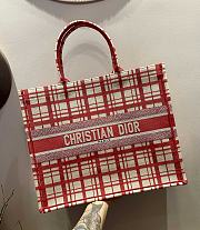 Dior Book Tote Cannage Embroidery Red&White M1286  - 3