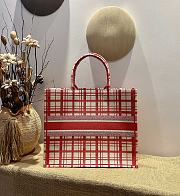 Dior Book Tote Cannage Embroidery Red&White M1286  - 4
