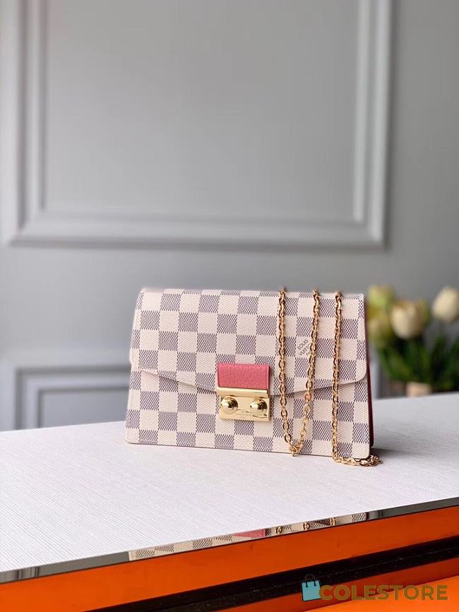 Louis Vuitton Croisette Chain Wallet Damier Azur Pink N60358 21cm - 1