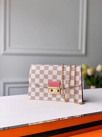 Louis Vuitton Croisette Chain Wallet Damier Azur Pink N60358 21cm