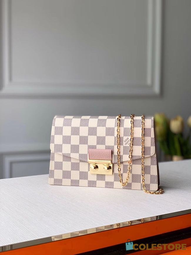 Louis Vuitton Croisette Chain Wallet Damier Azur Rose Pink N60357 21cm - 1