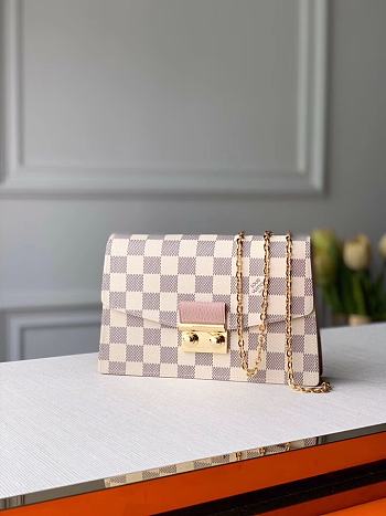 Louis Vuitton Croisette Chain Wallet Damier Azur Rose Pink N60357 21cm