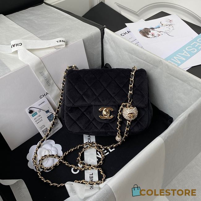 Chanel Mini Classic Flap Velvet Bag Size 17cm - 1