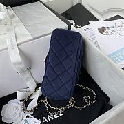 Chanel Mini Classic Flap Blue Velvet Bag Size 17cm - 2