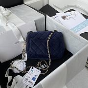 Chanel Mini Classic Flap Blue Velvet Bag Size 17cm - 3