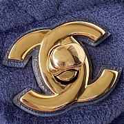 Chanel Mini Classic Flap Blue Velvet Bag Size 17cm - 4