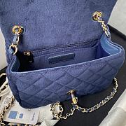 Chanel Mini Classic Flap Blue Velvet Bag Size 17cm - 6