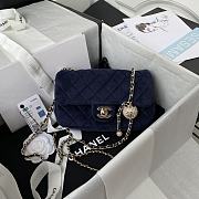 Chanel Classic Flap Blue Velvet Bag Size 20x13x7cm - 1