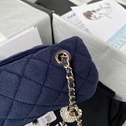 Chanel Classic Flap Blue Velvet Bag Size 20x13x7cm - 3