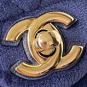 Chanel Classic Flap Blue Velvet Bag Size 20x13x7cm - 4
