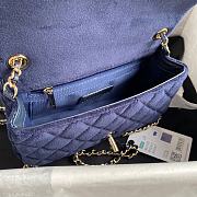Chanel Classic Flap Blue Velvet Bag Size 20x13x7cm - 6