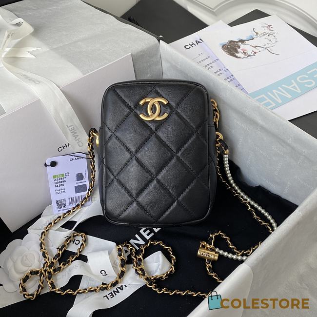 Chanel Shoulder Bag In Black Lambskin Leather AS2857 Size 16x12x6cm - 1